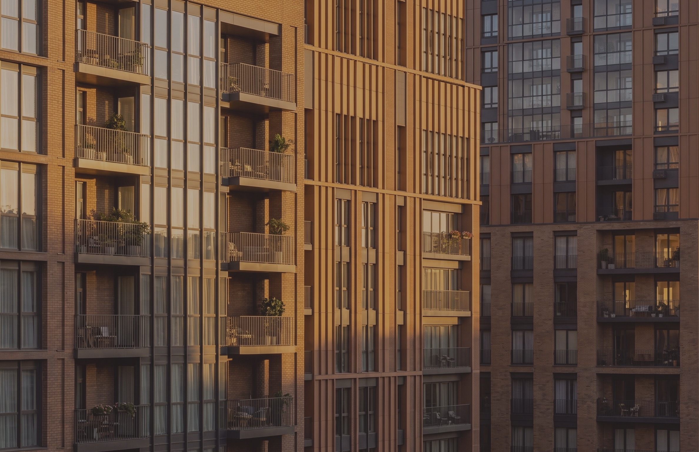 Condo towers in evening light